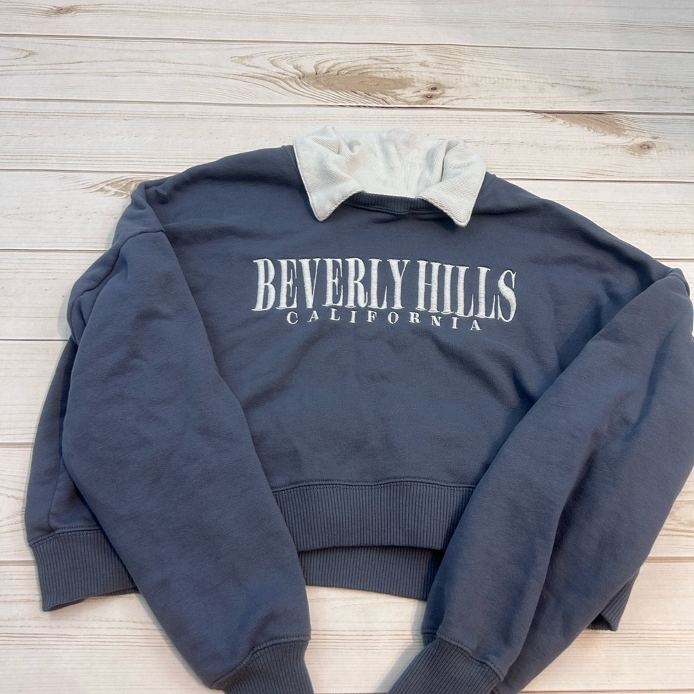 Hollister Navy and White Sweatshirt